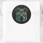 エジプトの猫金ゴールドと青いステンドグラス ラウンドシール (バッグ)