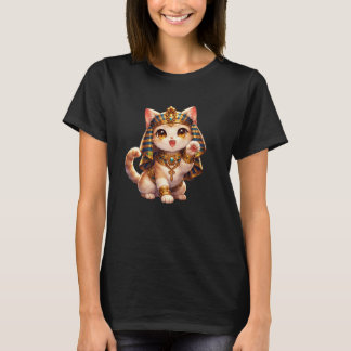 エジプトの猫 女性用Tシャツ - ファラオの猫の芸術 Tシャツ