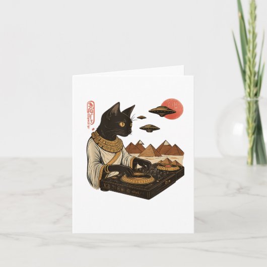 エジプトの猫DJ UFOアートプリントタンクトップ_1 カード (正面)