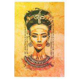 エジプトの現代的女神 - 現代ネオ・ファラオ・アート メタルプリント