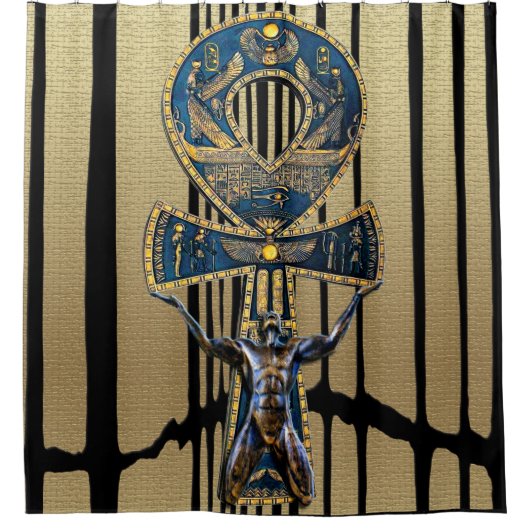 エジプトの生活の象徴 シャワーカーテン (正面)