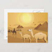 エジプトの砂漠のラクダ ポストカード (正面/裏面)