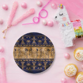エジプトの神々と装飾縁ど品 – 青い金ゴールド ペーパープレート (パーティー)