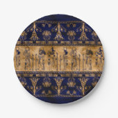 エジプトの神々と装飾縁ど品 – 青い金ゴールド ペーパープレート (正面)