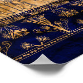 エジプトの神々と装飾縁ど品 – 青い金ゴールド ポスター (角)