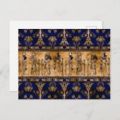 エジプトの神々と装飾縁ど品 – 青い金ゴールド ポストカード (正面/裏面)