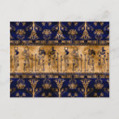 エジプトの神々と装飾縁ど品 – 青い金ゴールド ポストカード (正面)