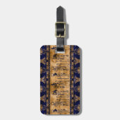 エジプトの神々と装飾縁ど品 – 青い金ゴールド ラゲッジタグ (正面縦)