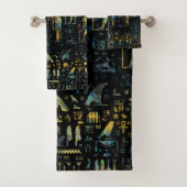 エジプトの神々と象形文字 – アワビと金ゴールド バスタオルセット (インサイチュ)