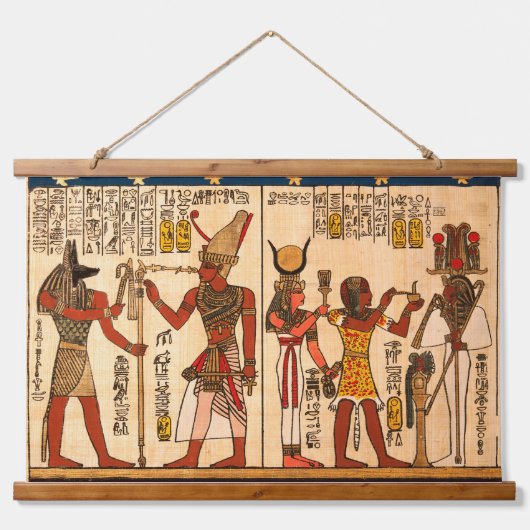 エジプトの神々のタペストリー | 神話と象形文字 吊り下げ型タペストリー (正面)
