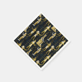 エジプトの神々の金ゴールドとダークガラスの白 スタンダードカクテルナプキン (角)