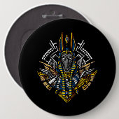 エジプトの神のAnubisの古代オオカミのファラオ 缶バッジ (正面&裏面)