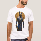 エジプトの神アヌビス - 筋肉質な全身像を保持 Tシャツ (正面)