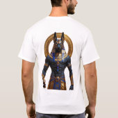 エジプトの神アヌビス - 筋肉質な全身像を保持 Tシャツ (裏面)