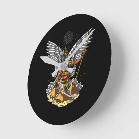 エジプトの神ホルス古代ピラミッドankh神話 ラウンド壁時計 (傾斜)