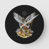 エジプトの神ホルス古代ピラミッドankh神話 ラウンド壁時計 (正面)