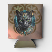 エジプトの神秘的な猫、夜のように黒く、 缶クーラー (正面)
