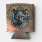 エジプトの神秘的な猫、夜のように黒く、 缶クーラー (裏面)