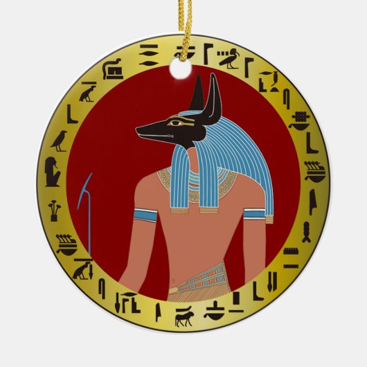 エジプトの神、アヌビス セラミックオーナメント (正面)
