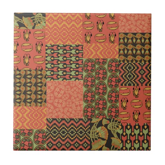 エジプトの種族のフェイクなパッチワークのセラミックタイル タイル (正面)