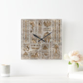 エジプトの絵文字と神 – ヴィンテージ金ゴールド スクエア壁時計 (ホーム)