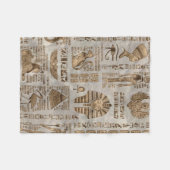 エジプトの絵文字と神 – ヴィンテージ金ゴールド フリースブランケット (正面(横))