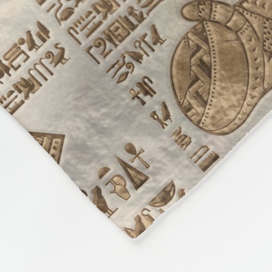 エジプトの絵文字と神 – ヴィンテージ金ゴールド フリースブランケット (角)