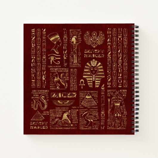 エジプトの絵文字と赤い革の記号 ノートブック (裏面)