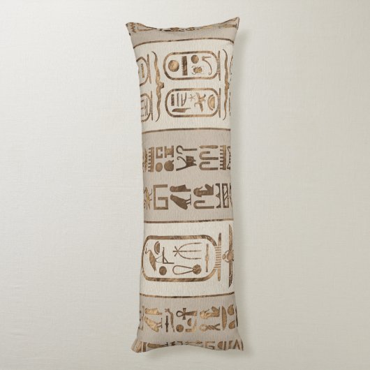 エジプトの絵文字パステル金ゴールド ボディピロー (裏面 (縦))