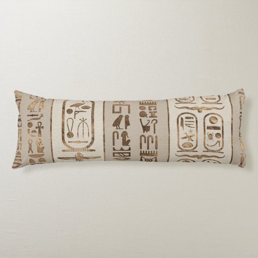 エジプトの絵文字パステル金ゴールド ボディピロー (正面)