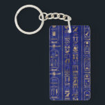 エジプトの絵文字パターン金ゴールドラピスラズリ キーホルダー<br><div class="desc">エジプトの絵文字パターン金ゴールドラピスラズリ</div>