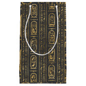 エジプトの絵文字金ゴールドオンレザー スモールペーパーバッグ (正面)