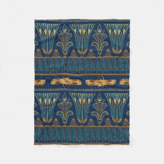 エジプトの絵文字金ゴールド甲虫ゴールデングリッター フリースブランケット (正面)