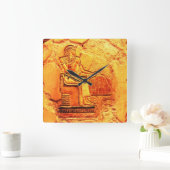 エジプトの絵画の柱時計 スクエア壁時計 (ホーム)