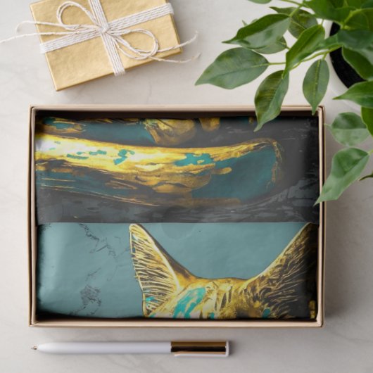 エジプトの緑の金ゴールド猫の切り離し 薄葉紙 (ギフト)