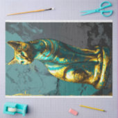 エジプトの緑の金ゴールド猫の切り離し 薄葉紙 (クラフト)