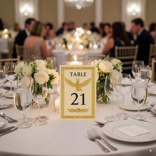 エジプトの翼のある太陽とアンク – 編集可能 テーブルナンバー