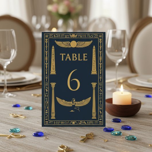 エジプトの翼のある太陽 & イシスの翼 – 編集可能 テーブルナンバー