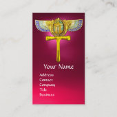 エジプトの翼のスカラブANKHとコルヌコピアピンク 名刺 (正面)