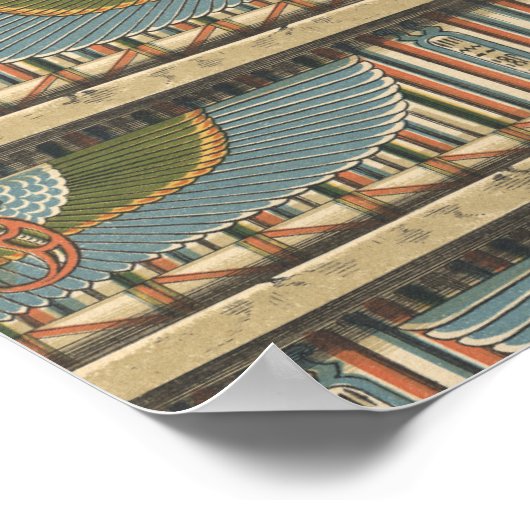 エジプトの翼の付いた円の蛇と象形文字 ポスター (角)