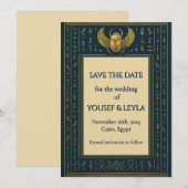 エジプトの翼を持つスカラベのゴールド　セーブ・ザ・デート セーブザデート (正面/裏面)