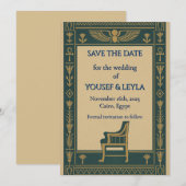 エジプトの翼を持つスカラベの王座 ゴールド セーブ・ザ・デート (正面/裏面)