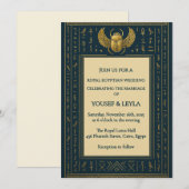 エジプトの翼を持つスカラベの象形文字ウェディング 招待状 (正面/裏面)