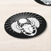 エジプトの翼スカラブ神のシンボル ラウンドペーパーコースター (アングル)