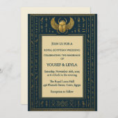 エジプトの翼スカラブ結婚象形文字 招待状 (正面/裏面)