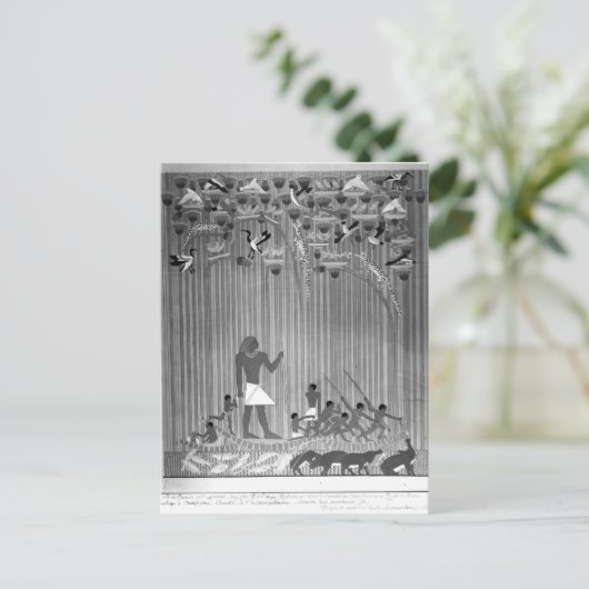 エジプトの色彩の鮮やかレリーフ、 浮き彫りの魚釣り ポストカード (スタンド正面)