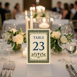 エジプトの花と葉のボーダー – 編集可能 テーブルナンバー