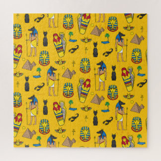 エジプトの要素、アヌビス、ピラミッドのパターン。 ジグソーパズル