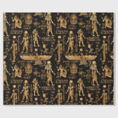 エジプトの象形文字と神々の金ゴールドと黒 ラッピングペーパー (フラット)