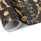 エジプトの象形文字と神々の金ゴールドと黒 ラッピングペーパー (ロールコーナー)